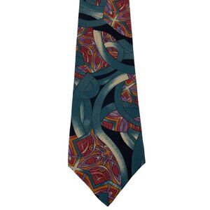 Via Manzoni Multicolor Abstract Design 100% Silk Mens Tie Necktie